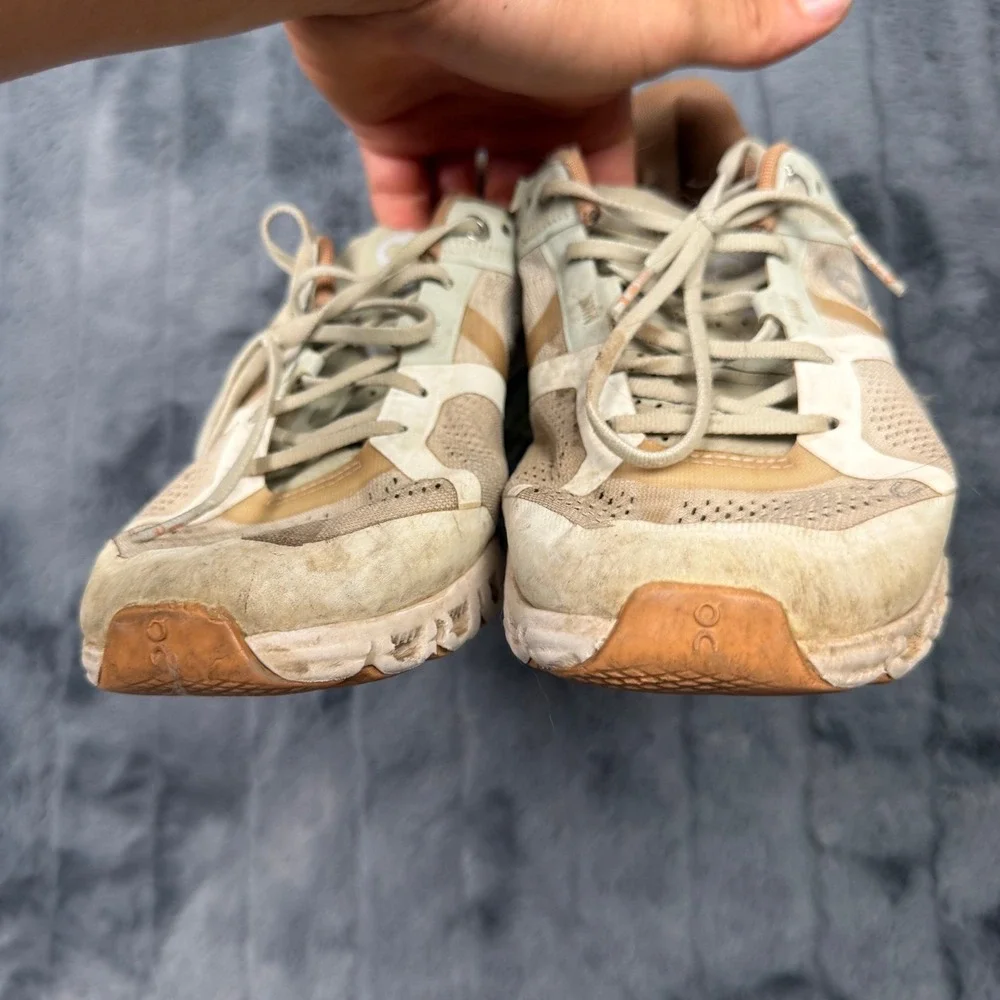 On Cloudflow Womens Running Shoes Tan Beige Green Helion Sneakers Size 7